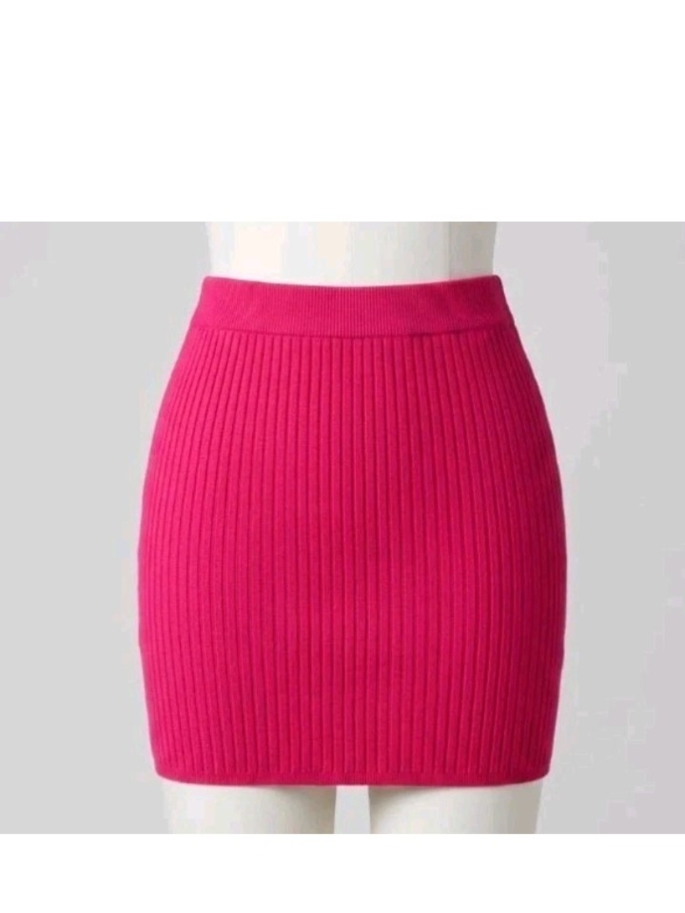 Ribbed Mini Skirt in Bright Pink